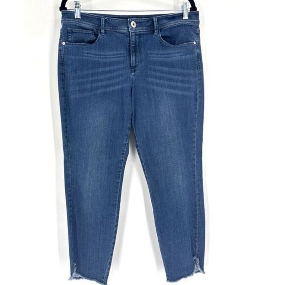 J Jill Authentic Fit Slim Ankle Raw Hem‎ Size 10 Medium Wash Blue Cropped - Picture 1 of 16